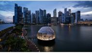 Appearing as a floating sphere, Apple Marina Bay Sands is the first Apple store to sit directly on the water -  apple.com
