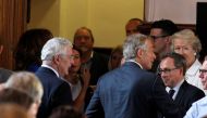 FILE PHOTO: Former British prime ministers John Major (L) and Tony Blair leave after a Remain campaign event at the University of Ulster in Londonderry, Northern Ireland June 9, 2016. REUTERS/Brian Lawless