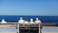 FILE PHOTO:A pair of elderly couples view the ocean and waves along the beach in La Jolla, California March 8, 2012. REUTERS/Mike Blake
