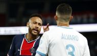  Paris St Germain v Olympique de Marseille - Parc des Princes, Paris, France - September 13, 2020 Paris St Germain's Neymar clashes with Olympique de Marseille's Alvaro Gonzalez REUTERS/Gonzalo Fuentes
