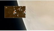 This artistic impression depicts the planet Venus, where scientists have confirmed the detection of phosphine molecules, a representation of which is shown in the inset. ESO/M. Kornmesser/L. Calcada & NASA/JPL/Caltech via REUTERS