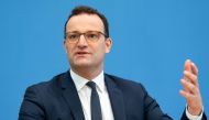 German Health Minister Jens Spahn gives a press conference on the country's coronavirus tracing app 