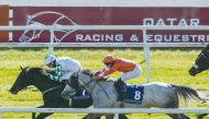 Ventura Rebel reaching the ?nish line to win the Qatar Racing and Equestrian Club Renaissance Stakes (Group 3) at The Curragh, yesterday. PIC: CURRAGH RACECOURSE 