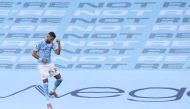 Manchester City's Riyad Mahrez celebrates scoring their first goal Pool via REUTERS/Martin Rickett 