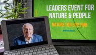 This UN handout photo shows David Attenborough, British broadcaster and naturalist, as he addresses the virtual event, entitled “Leaders' Pledge for Nature: United to Reverse Biodiversity Loss by 2030 for Sustainable Development” on September 28, 2020, in