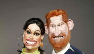 A handout picture by Avalon/Britbox shows foamed latex models of Britain's Meghan, Duchess of Sussex and Britain's Prince Harry, Duke of Sussx created for the return of the British satirical show Splitting Image. AFP Photo / Avalon Britbox / Mark Harrison