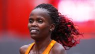 October 4, 2020 Kenya's Brigid Kosgei during the elite women's race of the London Marathon Pool via REUTERS/Richard Heathcote