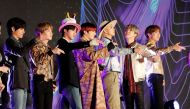 Members of South Korean boy band BTS pose on the red carpet during the annual MAMA Awards at Nagoya Dome in Nagoya, Japan, December 4, 2019. REUTERS/Kim Kyung-Hoon/File Photo