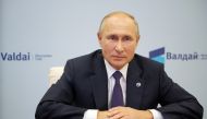 Russia's President Vladimir Putin speaks at a meeting of the Valdai Discussion Club via a video conference call at the Novo-Ogaryovo state residence outside Moscow, Russia October 22, 2020. Sputnik/Alexei Druzhinin/Kremlin via REUTERS
