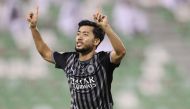 Al Sadd's Rodrigo Tabata celebrating after scoring against Al Ahli on Sunday.