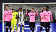 Soccer Football - Champions League - Group G - Juventus v FC Barcelona - Allianz Stadium, Turin, Italy - October 28, 2020 Barcelona's Lionel Messi celebrates scoring their second goal with teammates REUTERS/Massimo Pinca
