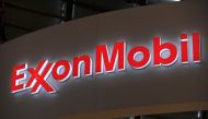 In this file photo taken on June 02, 2015, the logo of US oil and gas giant ExxonMobil during the World Gas Conference exhibition in Paris. Exxon Mobil reported another large quarterly loss on October 30, 2020, on a plunge in oil prices due to economic we