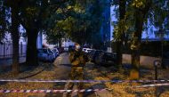 A French soldier stands behind a cordon on October 31, 2020 in Lyon near the scene where an attacker armed with a sawn-off shotgun wounded an Orthodox priest in a shooting before fleeing, said a police source.AFP / Philippe DESMAZE