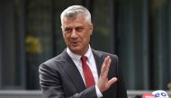 Kosovo's President Hashim Thaci is pictured during a news conference as he resigns to face war crimes charges at a special court based in the Hague, in Pristina, Kosovo, November 5, 2020. REUTERS/Laura Hasani