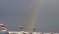 British Airways Airbus A380 aircraft are parked at the Chateauroux-Deols 