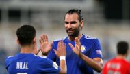 Al Khor's hat-trick hero Leonardo Gamalho De Souza (right) celebrating after scoring a goal against Al Duhail yesterday.