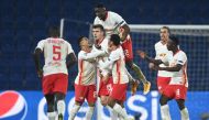Champions League - Group H - Istanbul Basaksehir F.K. v RB Leipzig - Basaksehir Fatih Terim Stadium, Istanbul, Turkey - December 2, 2020 RB Leipzig's Alexander Sorloth celebrates scoring their fourth goal with teammates REUTERS/Murad Sezer
