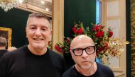 Italian fashion designers Stefano Gabbana (L) and Domenico Dolce pose on December 2, 2020 in Milan. The coronavirus crisis has upended the norms of the fashion world, but Italian designers Domenico Dolce and Stefano Gabbana believe it has spurred them to 