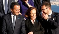 FILE PHOTO: Italy's Minister of Foreign Affairs Luigi Di Maio, Minister of the Interior Luciana Lamorgese and Minister of Justice Alfonso Bonafede together in February. Lamorghese tested positive for coronavirus on Dec. 7. Di Maio and Bonafede have both s