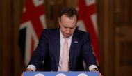 Britain's Health Secretary Matt Hancock, speaks on further restrictions to be put in place due to the ongoing coronavirus disease (COVID-19) pandemic at a news conference inside 10 Downing Street in London, Britain December 23, 2020. Kirsty Wigglesworth/ 