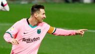 December 22, 2020 Barcelona's Lionel Messi celebrates scoring their third goal REUTERS/Juan Medina/File Photo