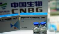A booth displaying a coronavirus disease (COVID-19) Human Immunoglobulin for Intravenous Injection from China National Biotec Group (CNBG), a unit of state-owned pharmaceutical giant China National Pharmaceutical Group (Sinopharm), is seen at the 2020 Chi