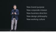 A senior official of KIA announcing the company's new brand purpose and future strategy, yesterday. 