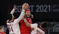 Action during the Group 2 match between Qatar and Denmark on Thursday 