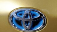 The logo of Toyota carmaker is seen on a car in Nice, France, April 8, 2019. REUTERS/Eric Gaillard/File Photo