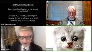 Lawyer Rod Ponton appears with a kitten filter turned on during a virtual hearing of the 394th District Court of Texas, U.S. February 9, 2021 in this still image taken from video. Judge Roy Ferguson via REUTERS 