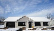 The outside of a proof of concept 3D printed house is pictured in Long Island, New York, U.S., February 11, 2021. Picture taken February 11, 2021. REUTERS/Carlo Allegri
