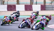 Riders in action during the Round 2 race of the Qatar Superstock Championship 600 (QTSK) at Losail International Circuit. 
