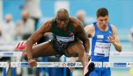 FILE PHOTO; Athletics - World Athletics Indoor Tour - Arena Stade Couvert, Lievin, France - February 9, 2021 Grant Holloway of the U.S. in action as he wins his 60m Hurdles heat REUTERS/Pascal Rossignol
