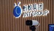 FILE PHOTO: A thermal imaging camera is seen in front of a logo of Ant Group at the headquarters of Ant Group, an affiliate of Alibaba, in Hangzhou, Zhejiang province, China October 29, 2020. REUTERS/Aly Song/File Photo