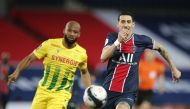 Paris St Germain's Angel Di Maria in action with Nantes' Marcus Coco REUTERS/Benoit Tessier