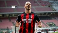  AC Milan's Zlatan Ibrahimovic celebrates scoring their first goal REUTERS/Alessandro Garofalo/File Photo
