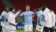 Manchester City's Kevin De Bruyne celebrates after the match REUTERS/Bernadett Szabo