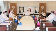 Sheikh Hamad bin Khalifa bin Ahmed Al Thani, President of the Qatar Football Association (QFA) and Arab Gulf Cup Football Federation (AGCFF) chairing a meeting of the Federation’s Executive Office. Officials also attended the meeting virtually.  