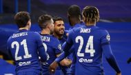 Chelsea's Emerson celebrates scoring their second goal with teammates REUTERS/David Klein
