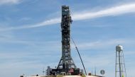 FILE PHOTO: Nasa's Space Launch System mobile launcher stands atop Launch Pad 39B for months of testing before it will launch the SLS rocket and Orion spacecraft on mission Artemis 1 at the Kennedy Space Center in Cape Canaveral, Florida, U.S., July 1, 20