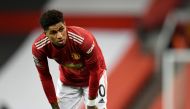 March 14, 2021 Manchester United's Marcus Rashford reacts Pool via REUTERS/Peter Powell