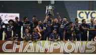 Cricket - Third One Day International - India v England - Maharashtra Cricket Association Stadium, Pune, India - March 28, 2021 India celebrate winning the series with the trophy REUTERS/Francis Mascarenhas
