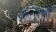 An artist's impression of the Cretaceous Period meat-eating dinosaur Llukalkan aliocranianus that lived about 80 million years ago in the Patagonia region of Argentina is seen in this handout photo obtained by Reuters on March 30, 2021. Jorge Blanco/Journ