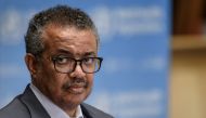 World Health Organization (WHO) Director-General Tedros Adhanom Ghebreyesus attends a news conference organized by Geneva Association of United Nations Correspondents (ACANU) amid the COVID-19 outbreak, caused by the novel coronavirus, at the WHO headquar