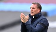 Soccer Football - Premier League - West Ham United v Leicester City - London Stadium, London, Britain - April 11, 2021 Leicester City manager Brendan Rodgers Pool via REUTERS/Justin Setterfield 