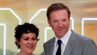 Actor Damian Lewis and his wife Helen McCrory pose as they arrive for the London premiere of 