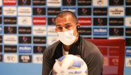 Al Duhail head coach Sabri Lamouchi during a press conference, yesterday.