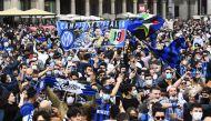 May 2, 2021 Inter Milan fans celebrate winning Serie A outside the Duomo di Milano REUTERS/Flavio Lo Scalzo