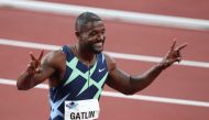 May 9, 2021 Justin Gatlin of the U.S. celebrates after winning the men's 100m final REUTERS/Kim Kyung-Hoon