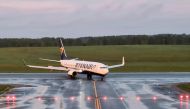 A Ryanair aircraft, which was carrying Belarusian opposition blogger and activist Roman Protasevich and diverted to Belarus, where authorities detained him, lands at Vilnius Airport in Vilnius, Lithuania May 23, 2021. Reuters/Andrius Sytas